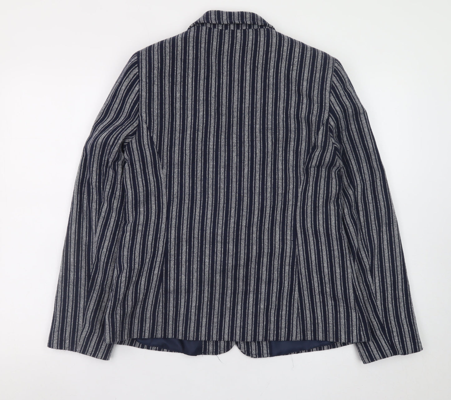 Tu Women Blue Striped Blazer Size 12 Single-Breasted Work Jacket