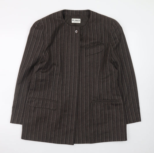 Planet Women’s Brown Wool Pinstripe Blazer Jacket Size 16