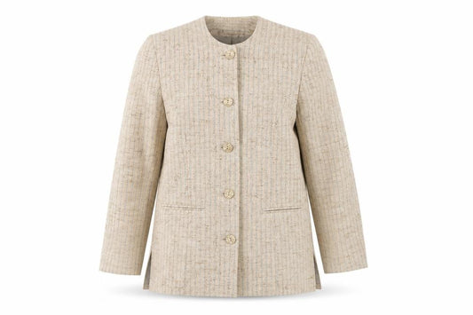 Country Collection Women’s Beige Long Linen Silk Blazer Size 10