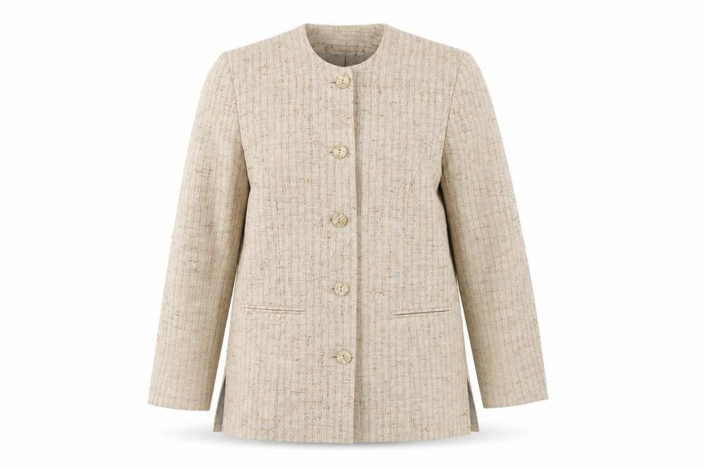 Country Collection Women’s Beige Long Linen Silk Blazer Size 10