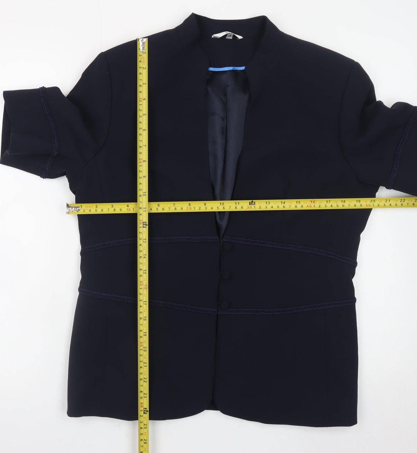 Klass Collection Women's Blue Size 14 Short Sleeve Blazer