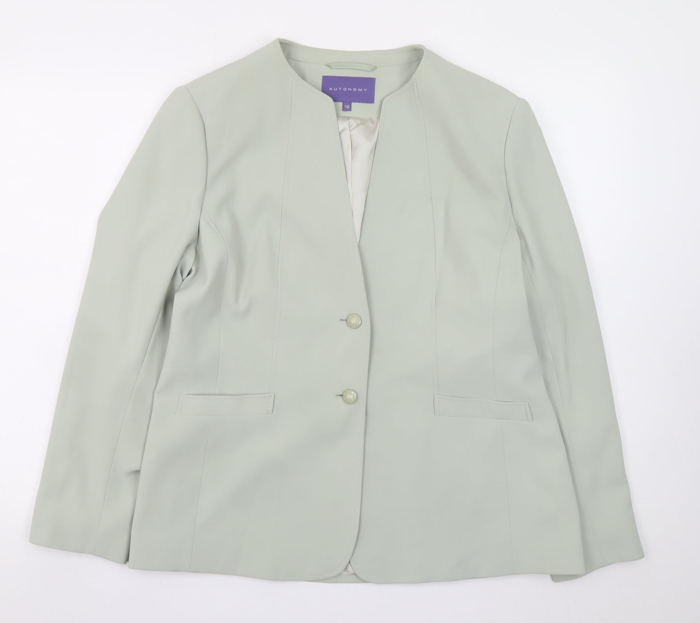 Autonomy Women's Green Size 16 Lined Button Blazer Jacket