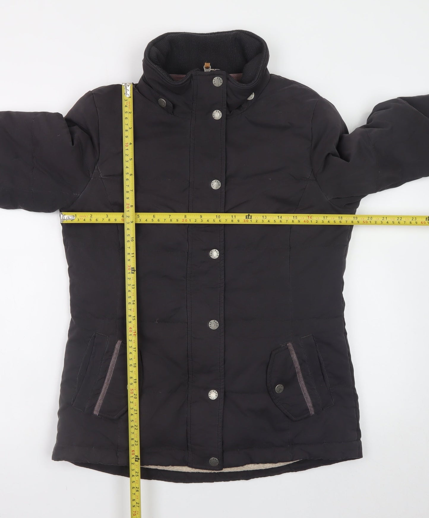 Fat Face Women's Black Mid-Length Puffer Jacket Size 10
