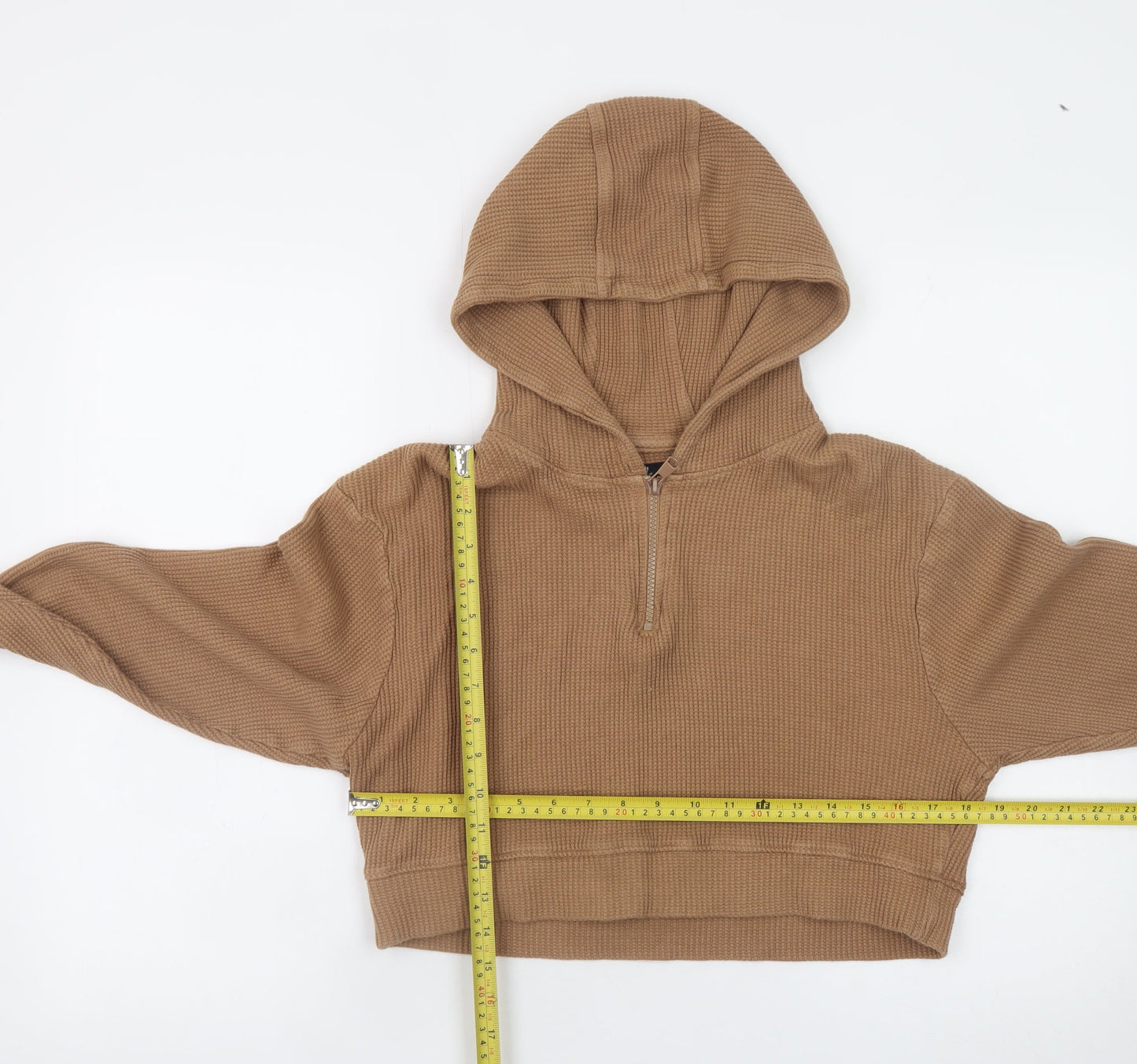 Threadbare Women’s Beige 1/4 Zip Hooded Pullover Hoodie Size 6