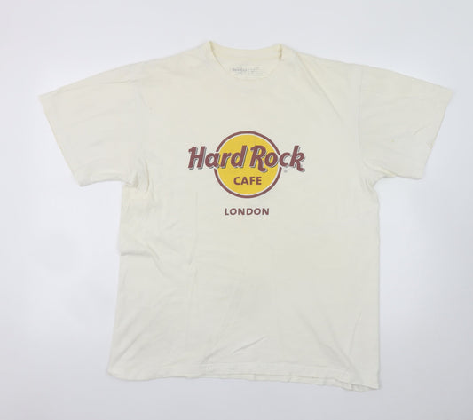 Hard Rock Cafe London Beige Men's Large Vintage Cotton T-Shirt