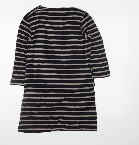 Olsen Womens Black Striped 3/4 Sleeve V-Neck Wrap Dress Size 14