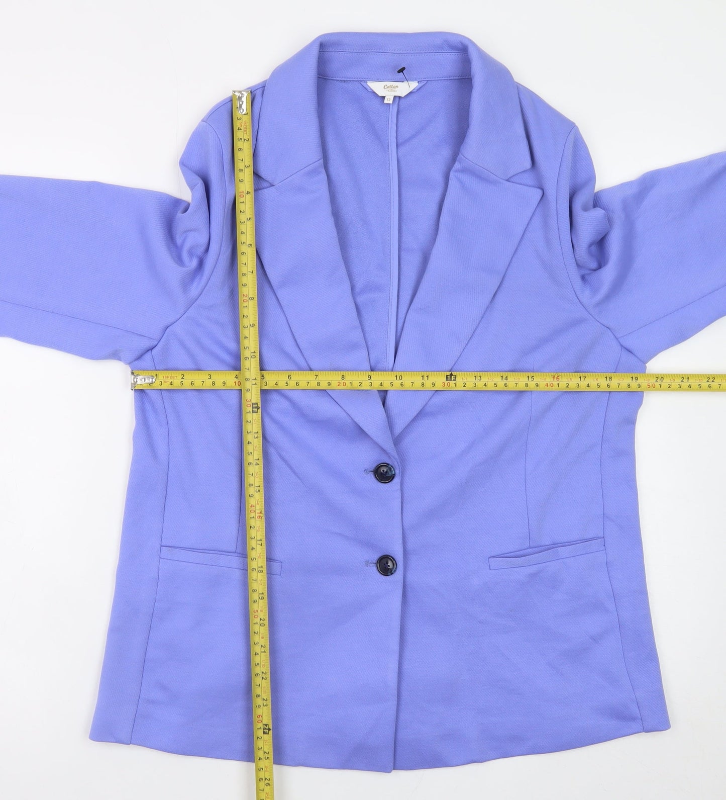 Cotton Traders Womens Blue Blazer Size 12 Lined Polyester Jacket