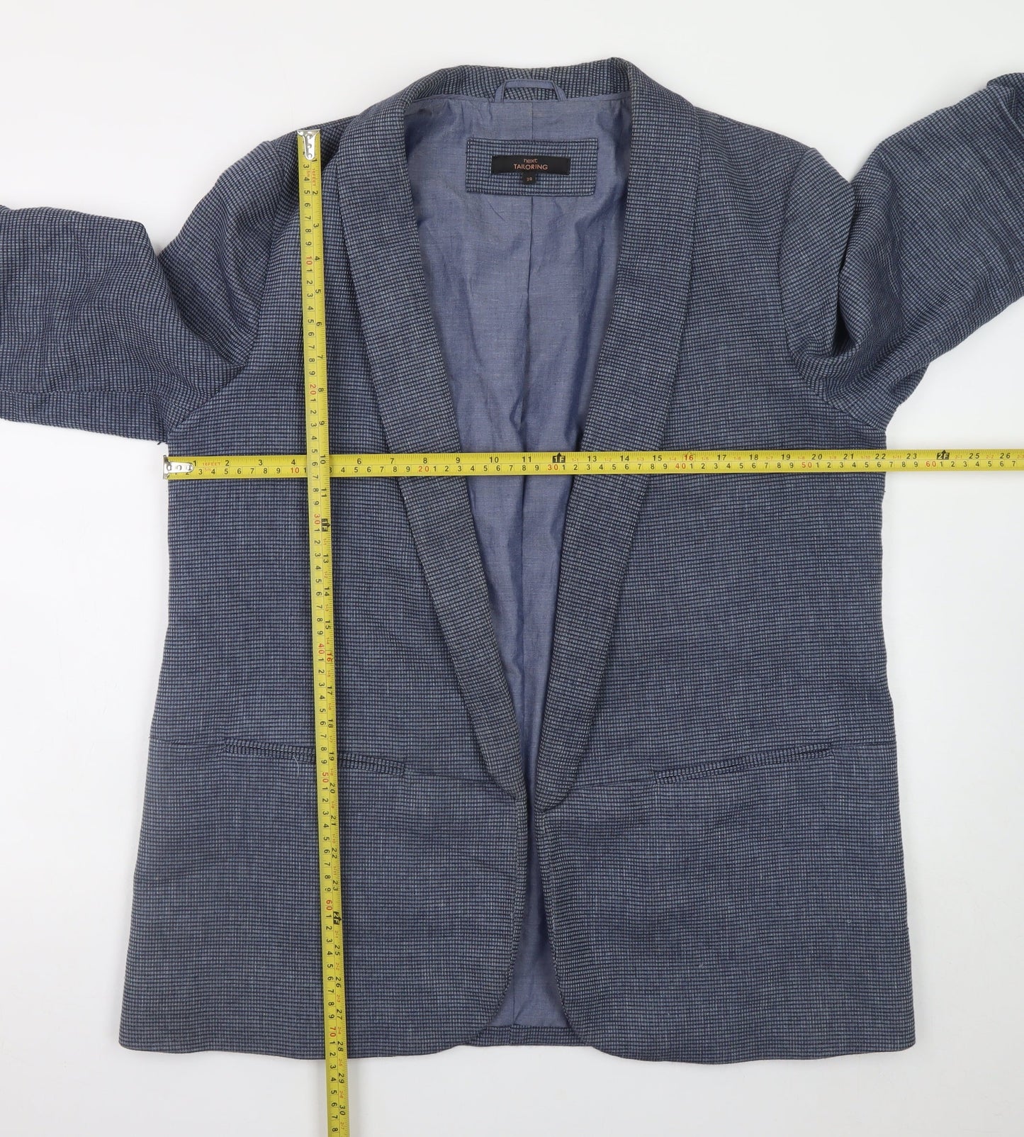 Next Women Blue Check Blazer Jacket Size 20 Regular Fit