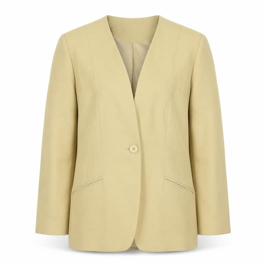 Variations Women's Beige Blazer Size 12 Single Button Lined Jacket
