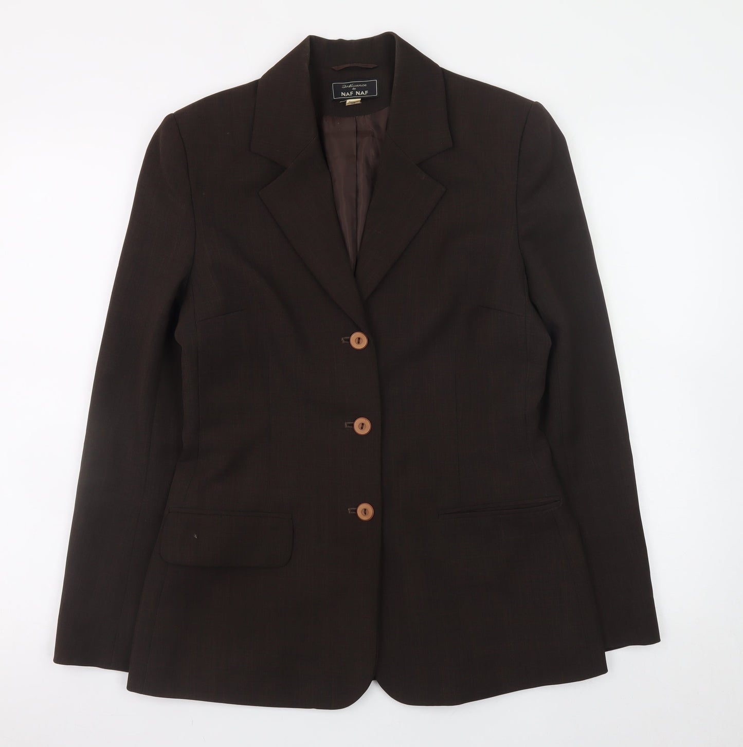 NAF NAF Women’s Brown Polyester Blazer Size 10 Classic Work Jacket