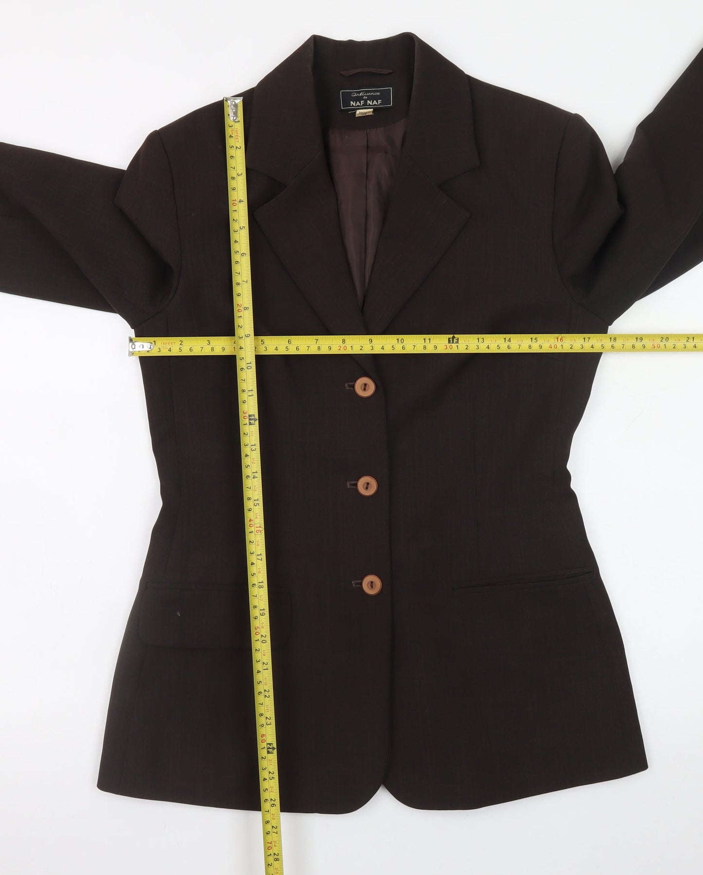 NAF NAF Women’s Brown Polyester Blazer Size 10 Classic Work Jacket