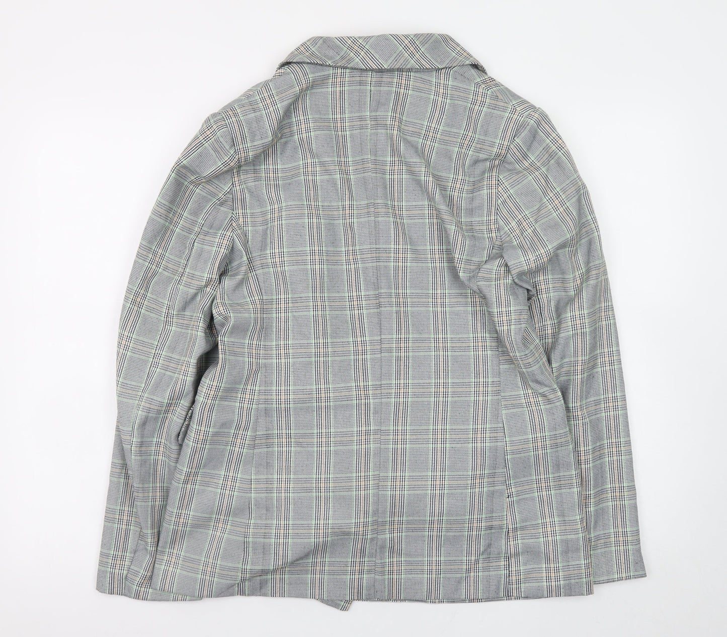 JCL Womens Grey Check Blazer Medium Long Sleeve Business Casual Jacket