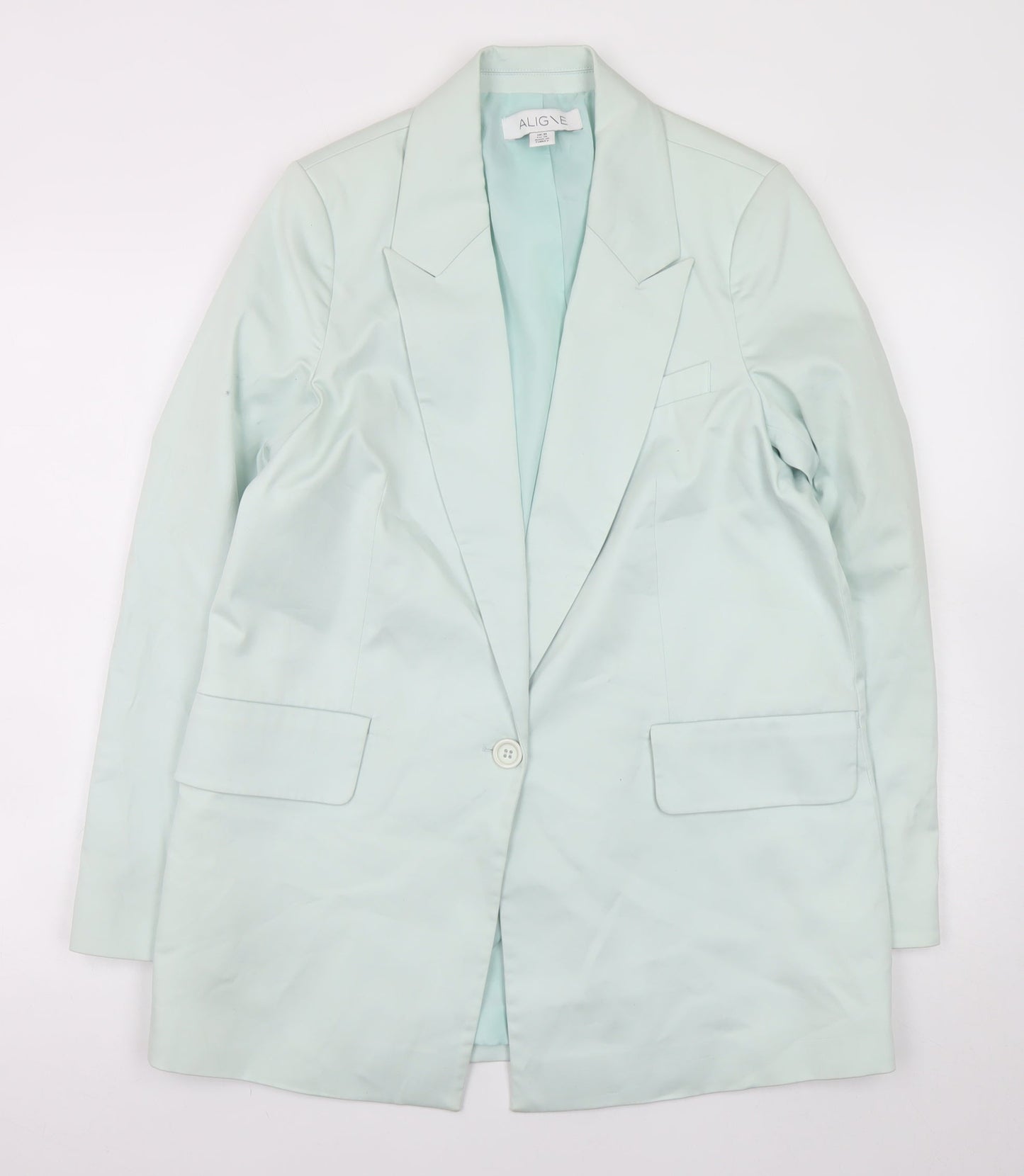 Aligne Women’s Green Blazer Jacket Size 10 Single Breasted Workwear