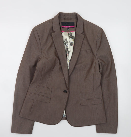 Next Women Brown Slim Fit Blazer Size 14 Smart Business Jacket