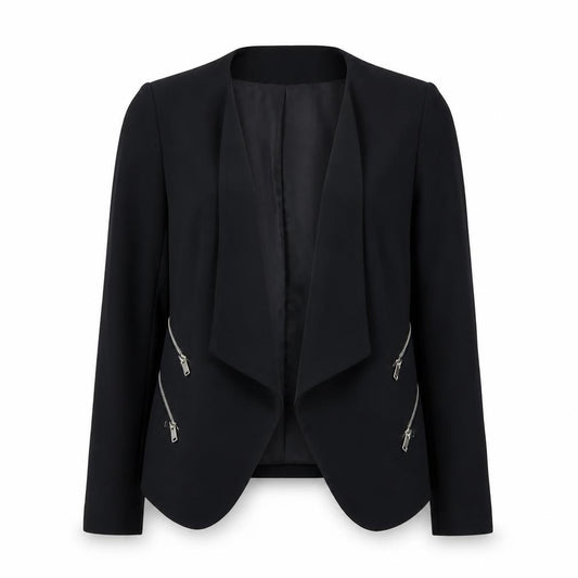 Zara Woman Black L Biker Blazer Jacket with Zips for Women