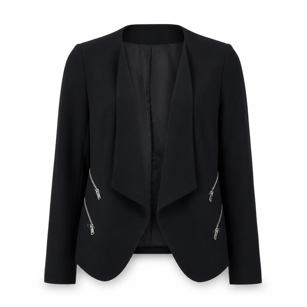 Zara Woman Black L Biker Blazer Jacket with Zips for Women