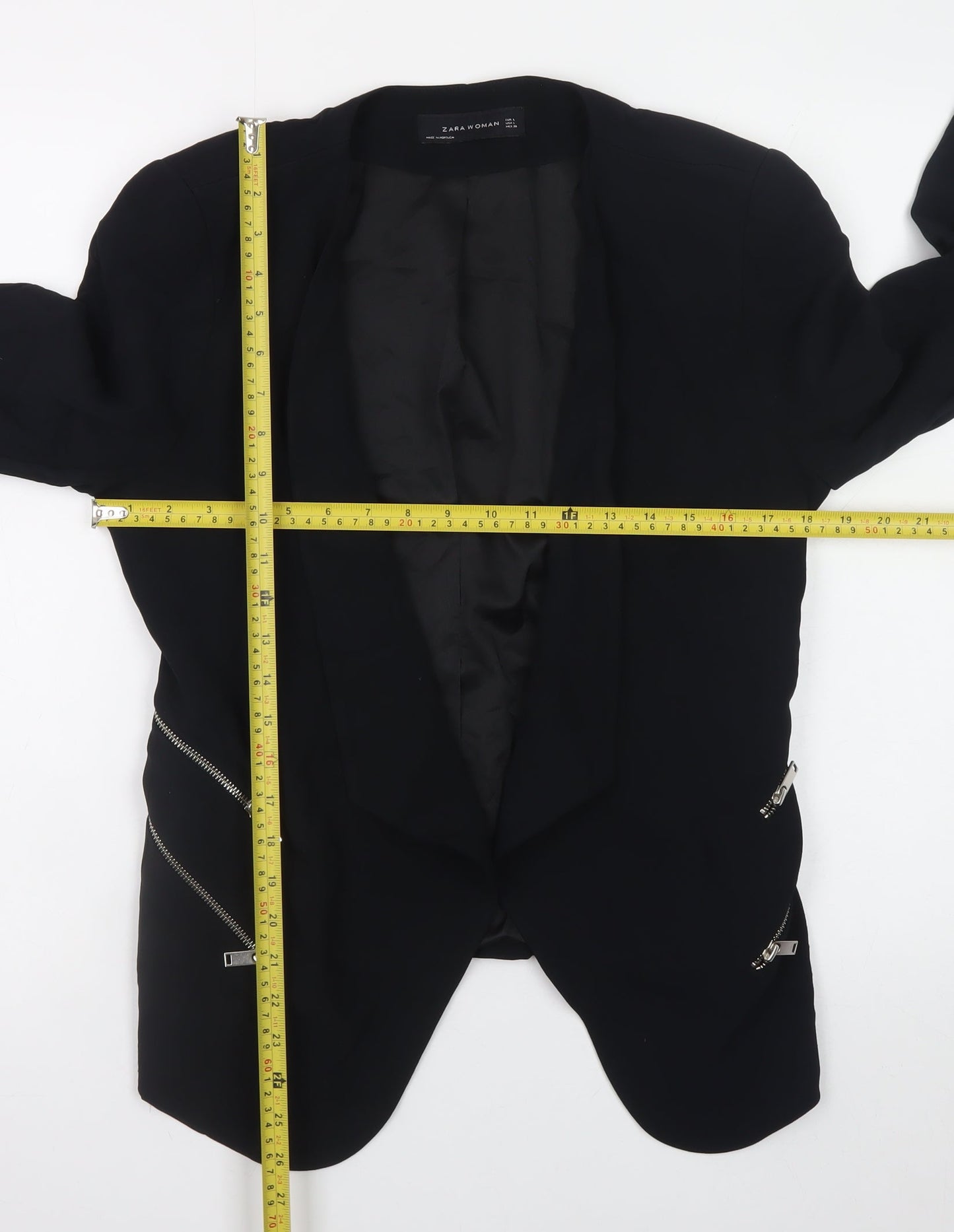 Zara Woman Black L Biker Blazer Jacket with Zips for Women