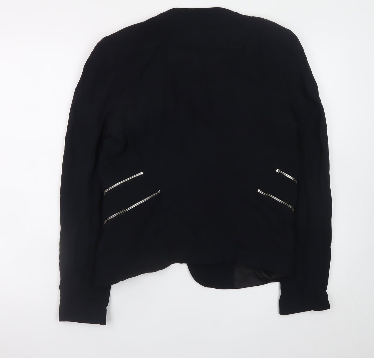 Zara Woman Black L Biker Blazer Jacket with Zips for Women