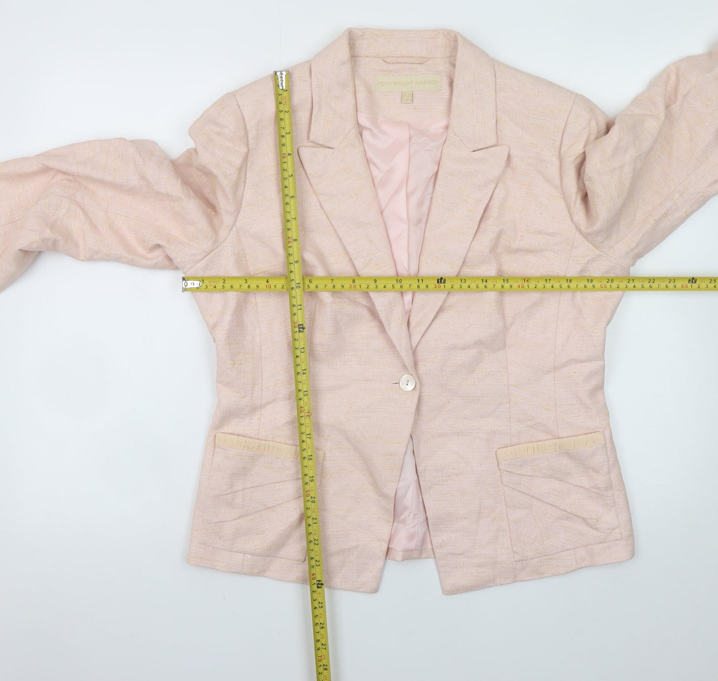 Fenn Wright Manson Women's Pink Silk Blend Blazer UK 16 Classic Style