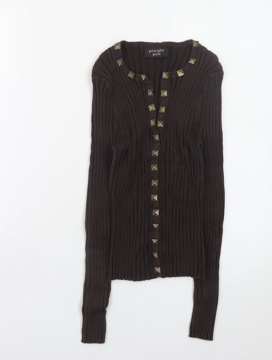 Principles Petite Women’s Brown Studded Cardigan Size 14