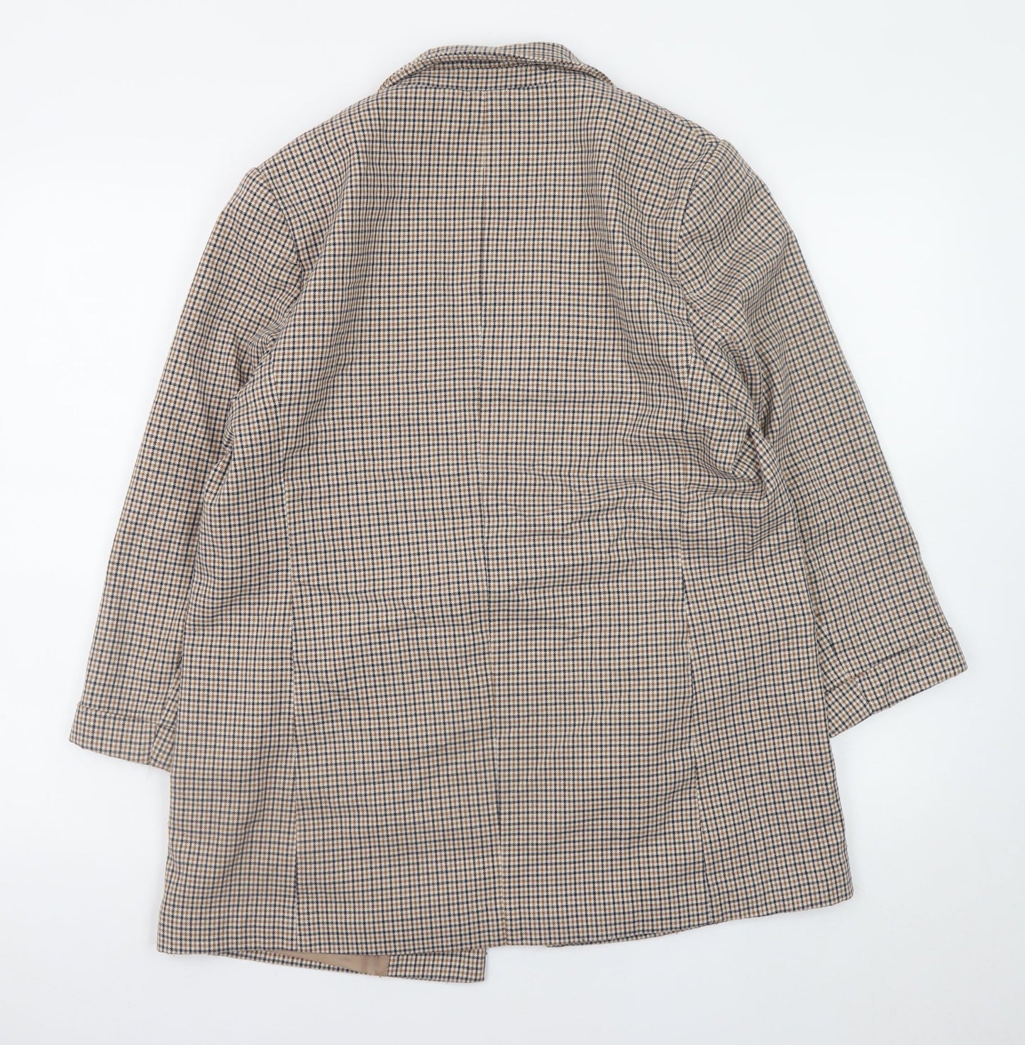 M&Co Women Beige Check Blazer UK14 Lined Mid-Length Jacket