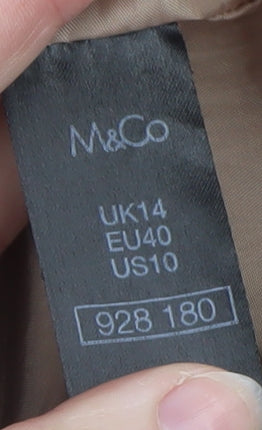 M&Co Women Beige Check Blazer UK14 Lined Mid-Length Jacket