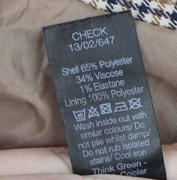 M&Co Women Beige Check Blazer UK14 Lined Mid-Length Jacket