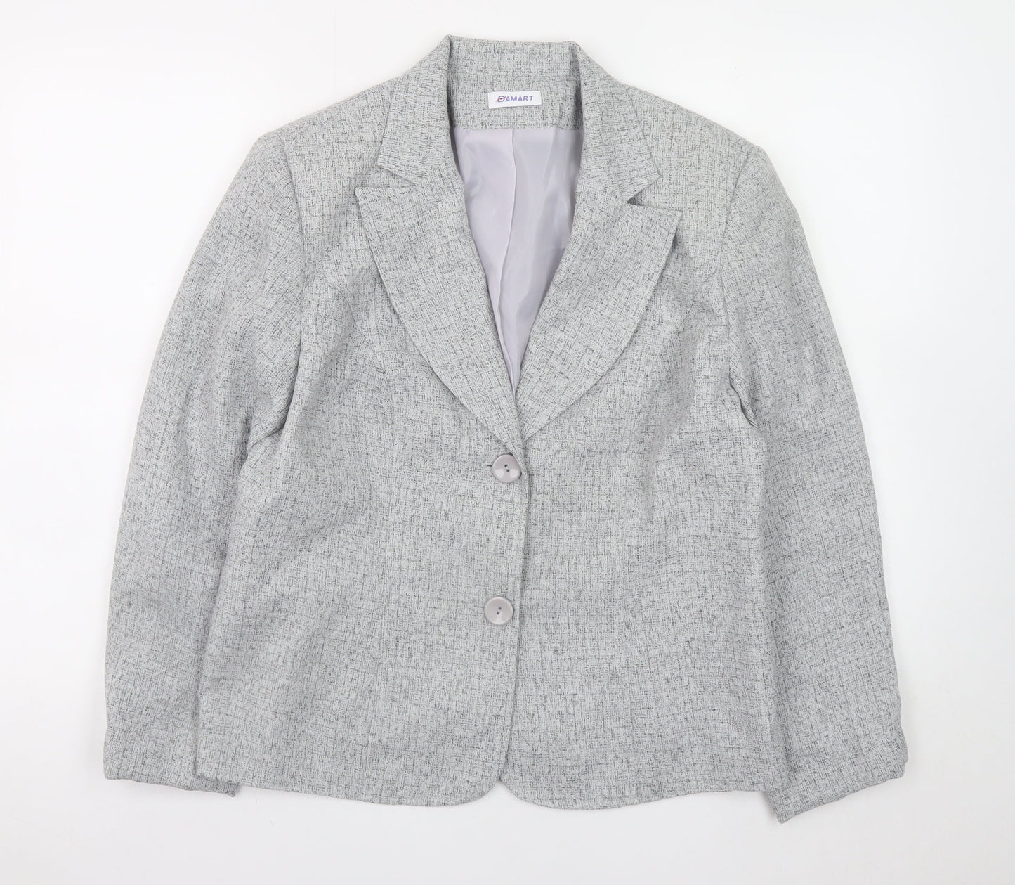 Damart Women Grey Blazer Jacket Size 16 Classic Workwear Style