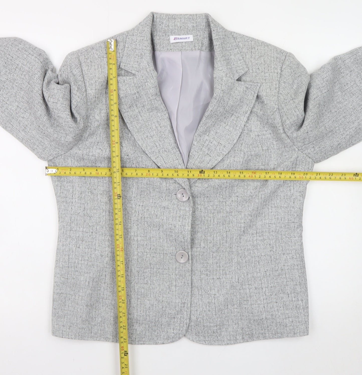 Damart Women Grey Blazer Jacket Size 16 Classic Workwear Style