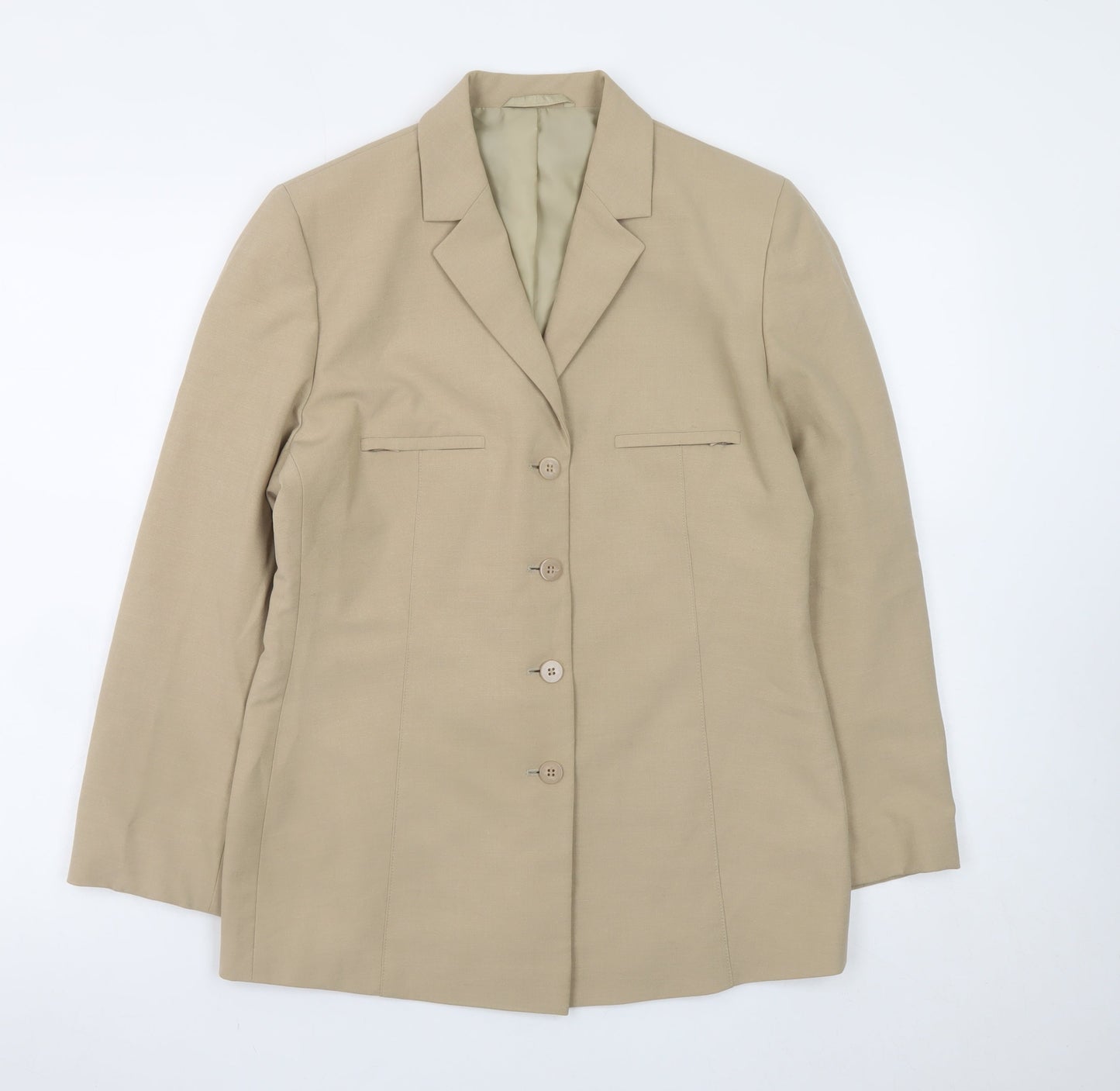 Next Women’s Beige Wool Blazer Size 12 Classic Formal Jacket