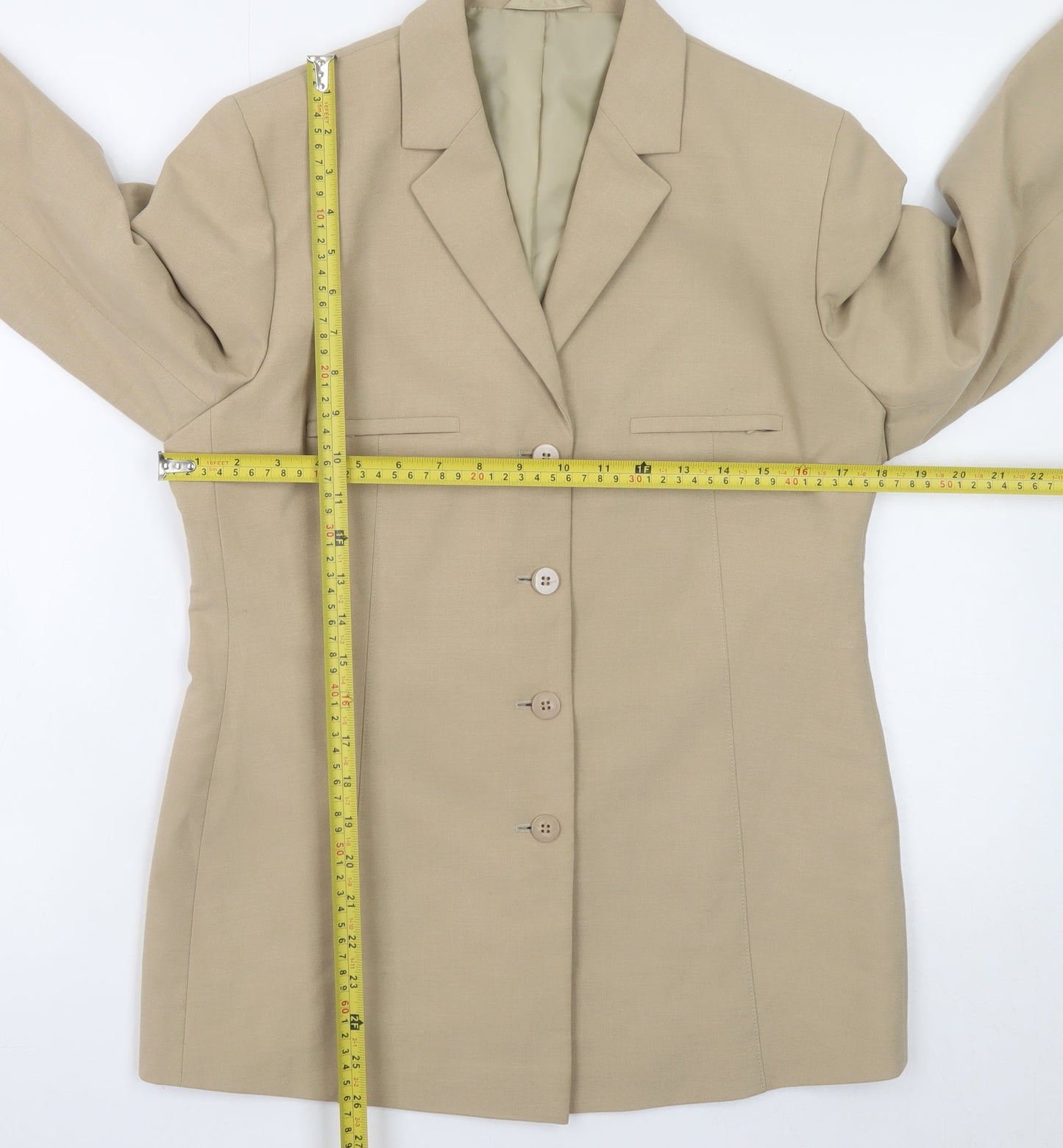 Next Women’s Beige Wool Blazer Size 12 Classic Formal Jacket