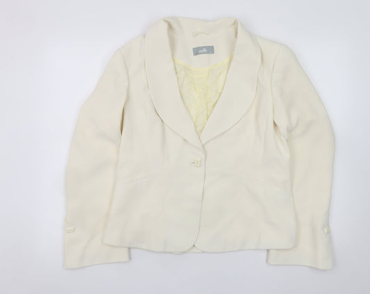Wallis Women Ivory Blazer Size 16 Lined Polyester Business Jacket