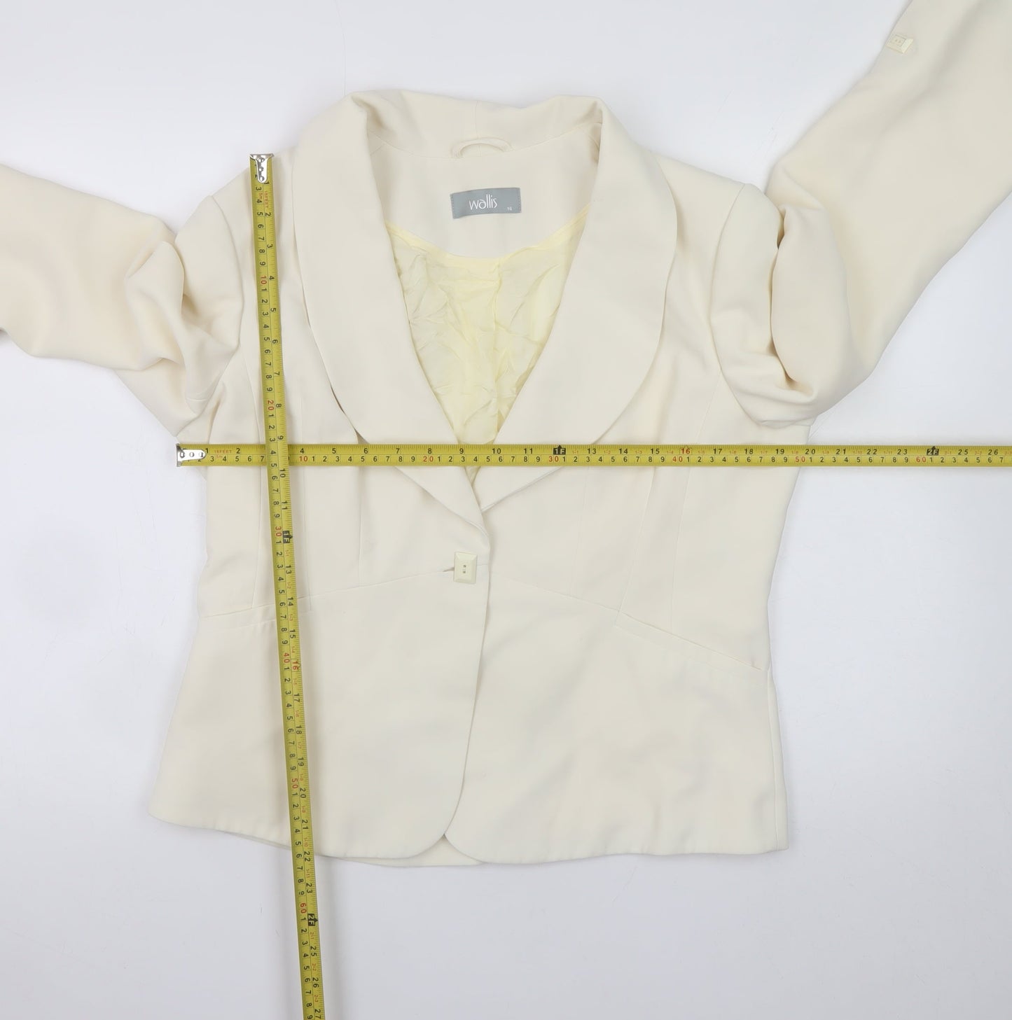 Wallis Women Ivory Blazer Size 16 Lined Polyester Business Jacket