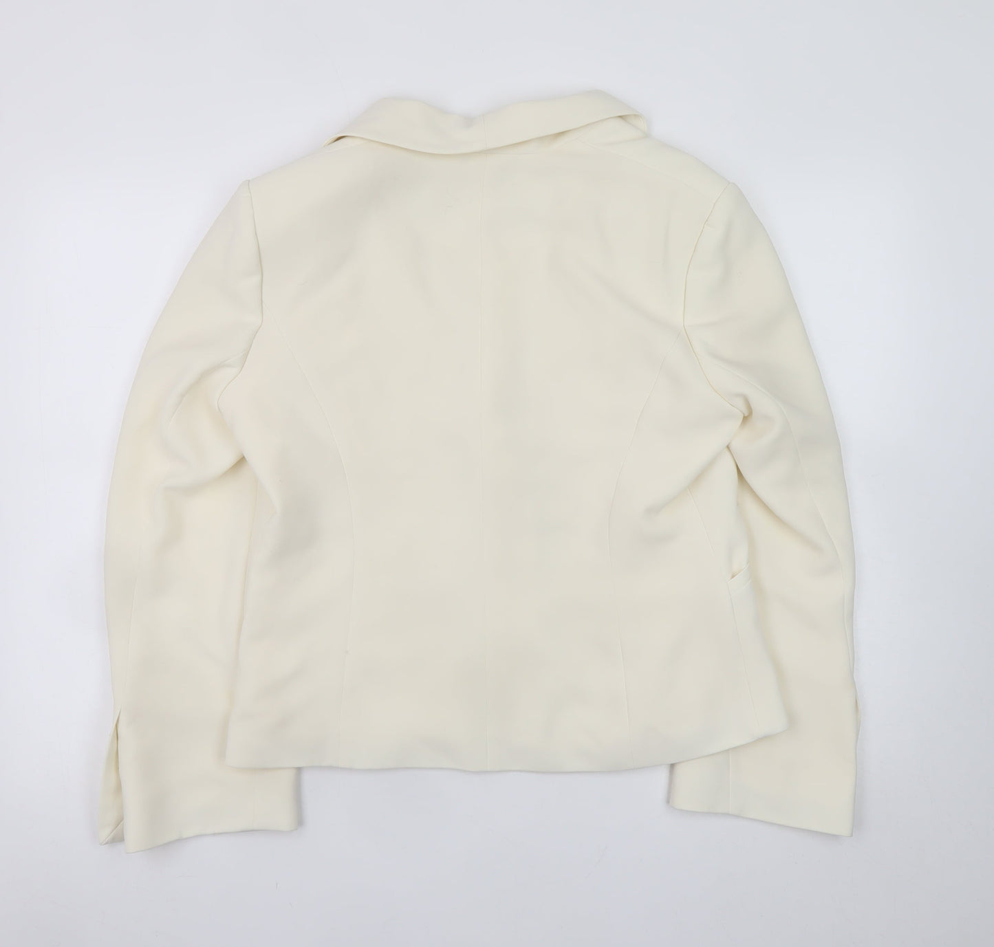 Wallis Women Ivory Blazer Size 16 Lined Polyester Business Jacket