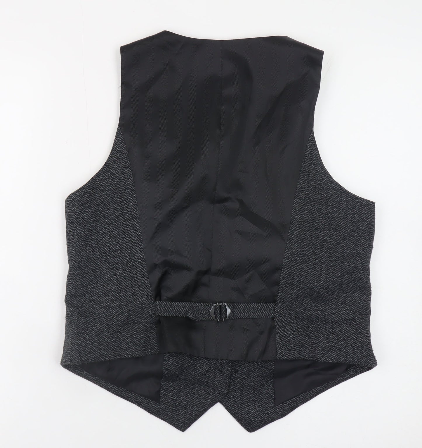 TU Women’s Grey Herringbone Tweed Waistcoat Size 14 Classic V-Neck