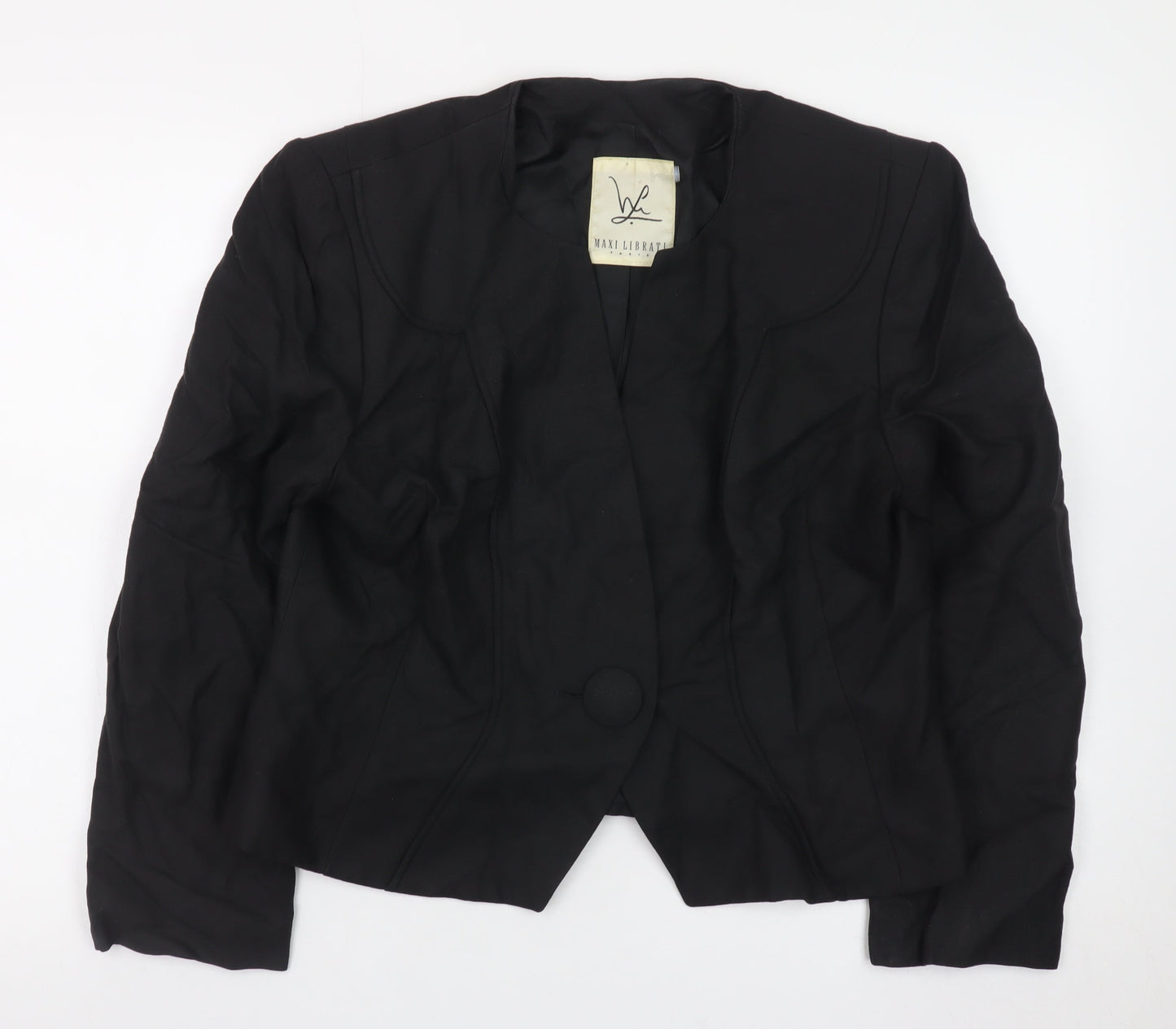 Maxi Librati Womens Black Wool Blazer Size 18 Classic Formal Jacket