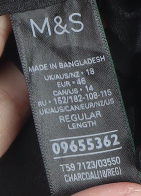 Marks and Spencer Women’s Black Regular Fit Stretch Trousers Size 18