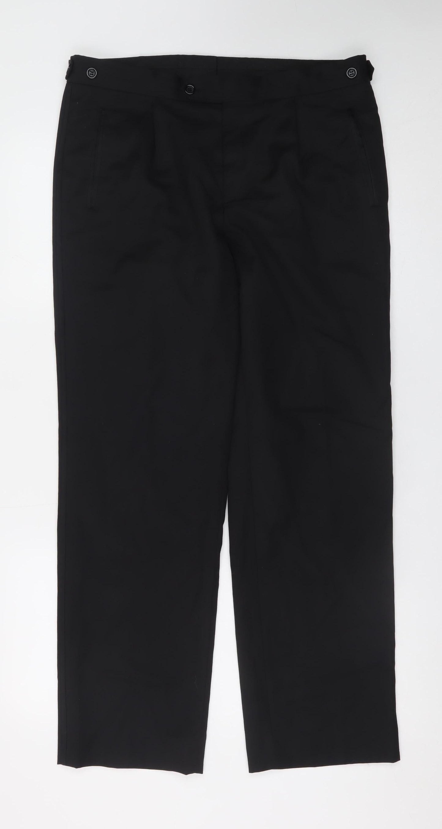 Alexander Dobell Men's Black Wool Blend Dress Trousers M