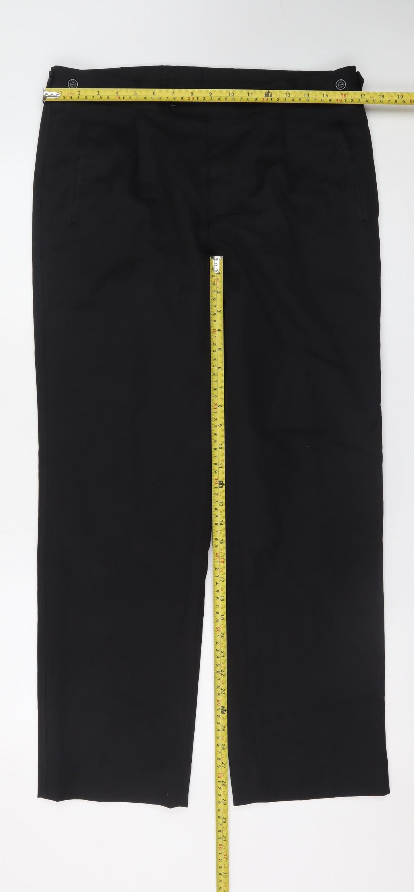 Alexander Dobell Men's Black Wool Blend Dress Trousers M
