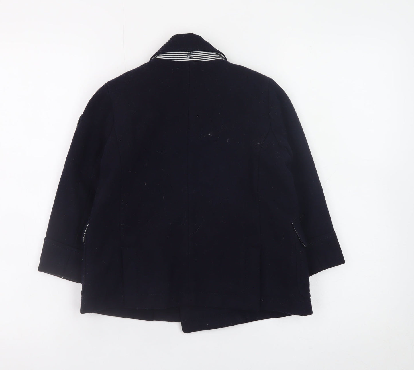 Petit Bateau Girls Blue Wool Pea Coat 4 Years Double-Breasted Winter Jacket