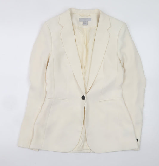 H&M Women Ivory Tailored One Button Blazer Size 6 Slim Fit
