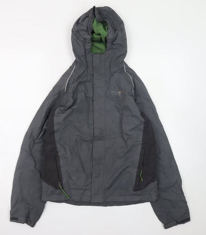 Additional front view of Regatta boys’ grey hooded waterproof rain jacket, size 164, regular fit