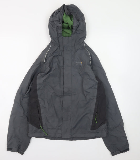 Regatta Mens Grey Hooded Waterproof Rain Jacket Size 164 Regular Fit