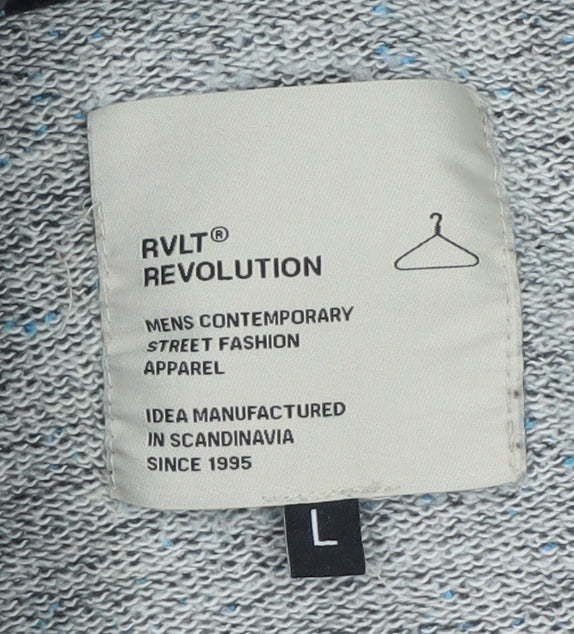 RVLT Revolution Mens Black Full Zip Hoodie Size L Cotton Blend