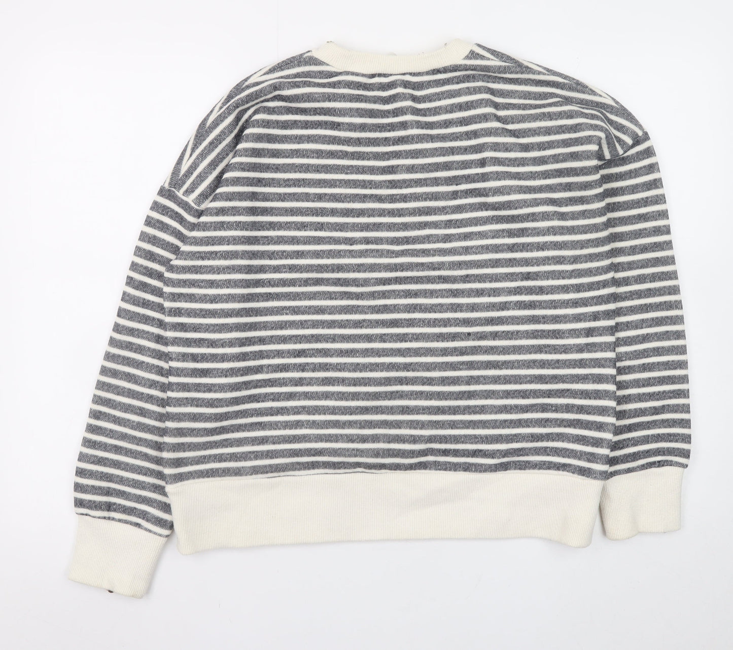 Zara Women Grey Stripe Pullover Sweatshirt Medium