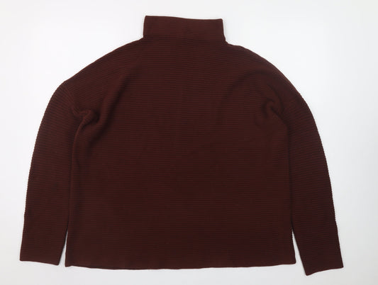 French Connection Men's Brown XL High Neck Ribbed Pullover Jumper