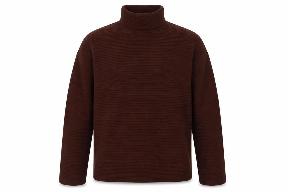 French Connection Men's Brown XL High Neck Ribbed Pullover Jumper