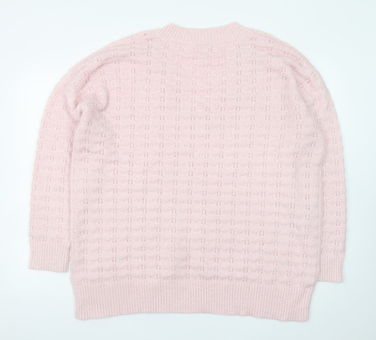 JD Williams Women Pink V-Neck Cable-Knit Jumper Size 20/22