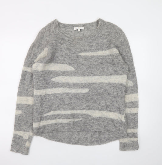 Second Female Women's Grey Mohair Wool Blend Striped Pullover Jumper XS