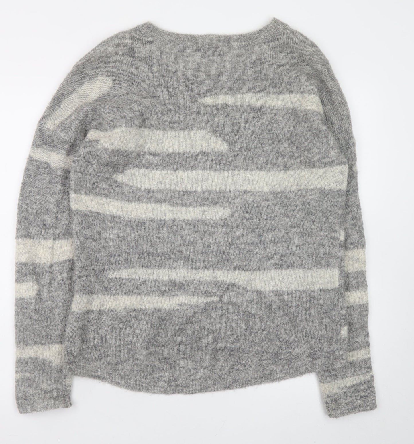 Second Female Women's Grey Mohair Wool Blend Striped Pullover Jumper XS